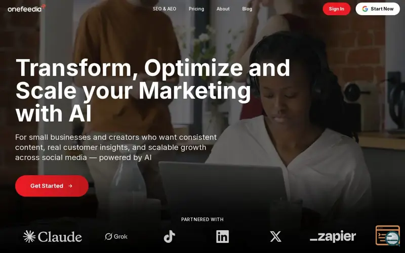 Screenshot of Onefeedia