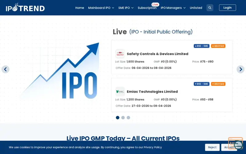 Screenshot of IPO Trend