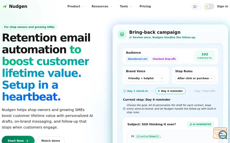 Screenshot of Nudgen