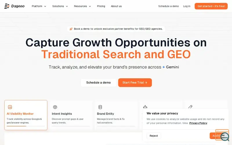 Screenshot of Agent-Powered GEO by Dageno