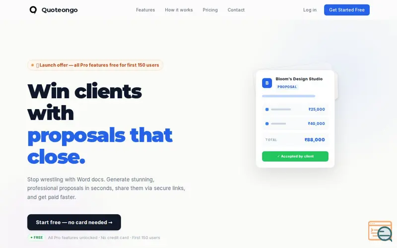 Screenshot of Quoteongo