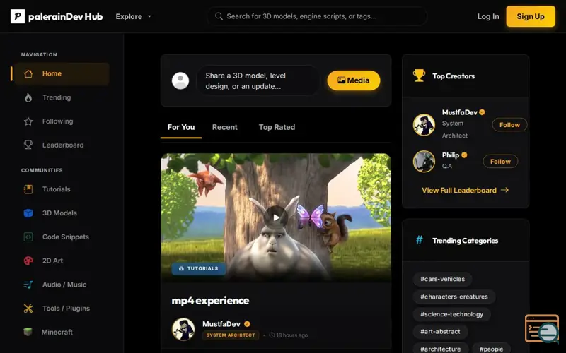 Screenshot of palerainDev Hub