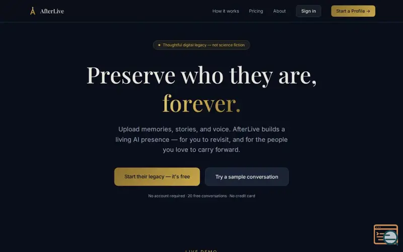 Screenshot of AfterLive