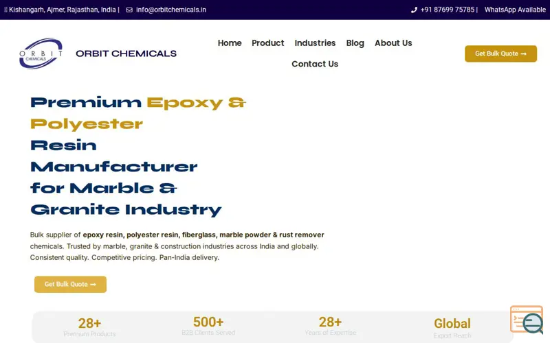 Screenshot of Orbit Chemicals