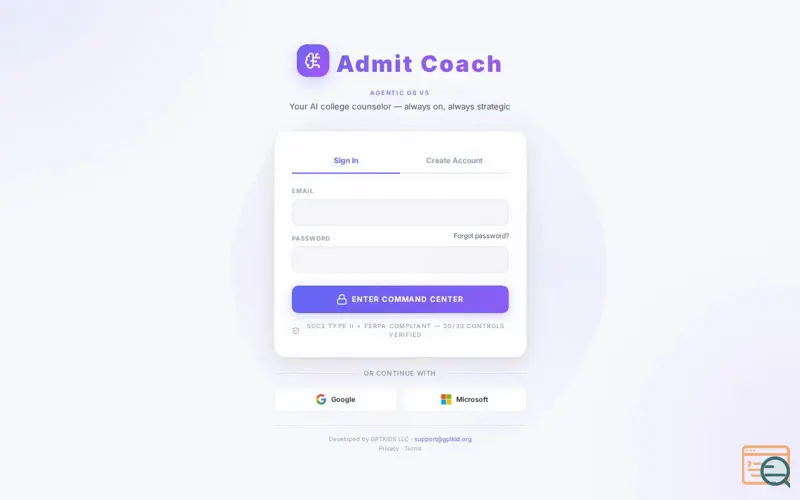 Screenshot of Admit Coach