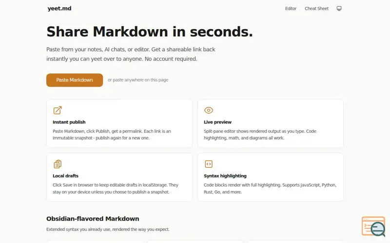 Screenshot of yeet.md