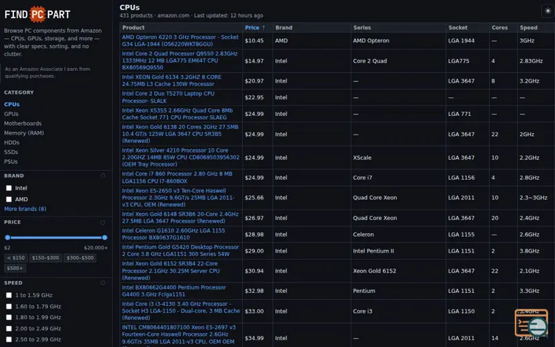 Screenshot of Findpcpart