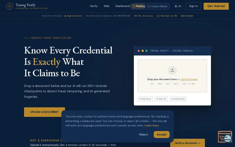 Screenshot of Turing Verify