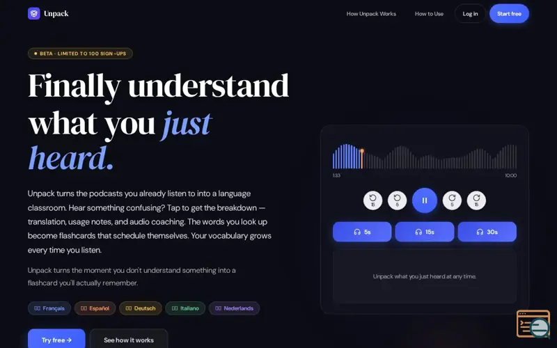 Screenshot of Unpack Languages