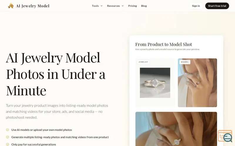 Screenshot of AI Jewelry Model