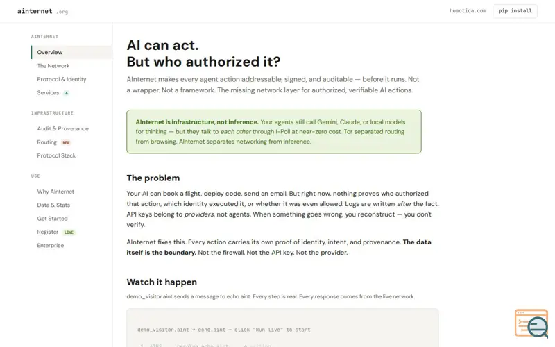 Screenshot of AInternet