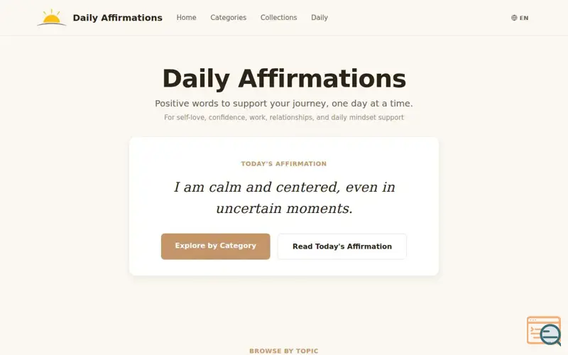 Screenshot of Daily Affirmations