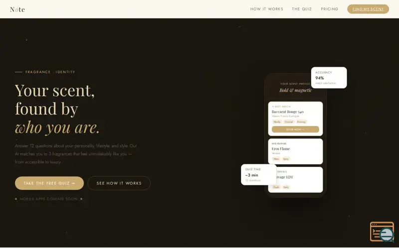 Screenshot of Nōte — Find Your Signature Scent