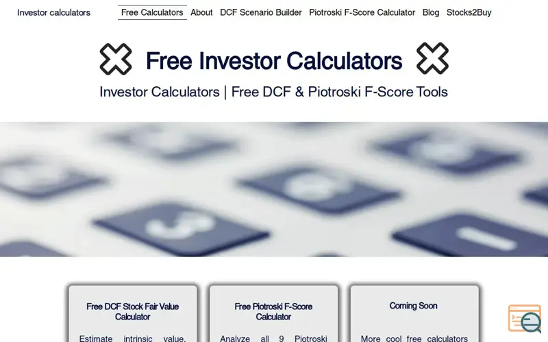 Screenshot of Investor Calculators