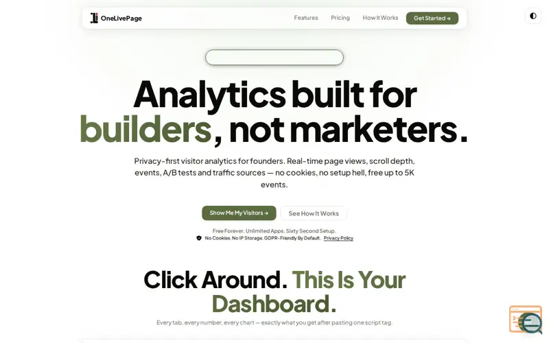 Screenshot of OneLivePage