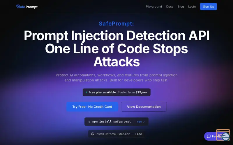 Screenshot of SafePrompt