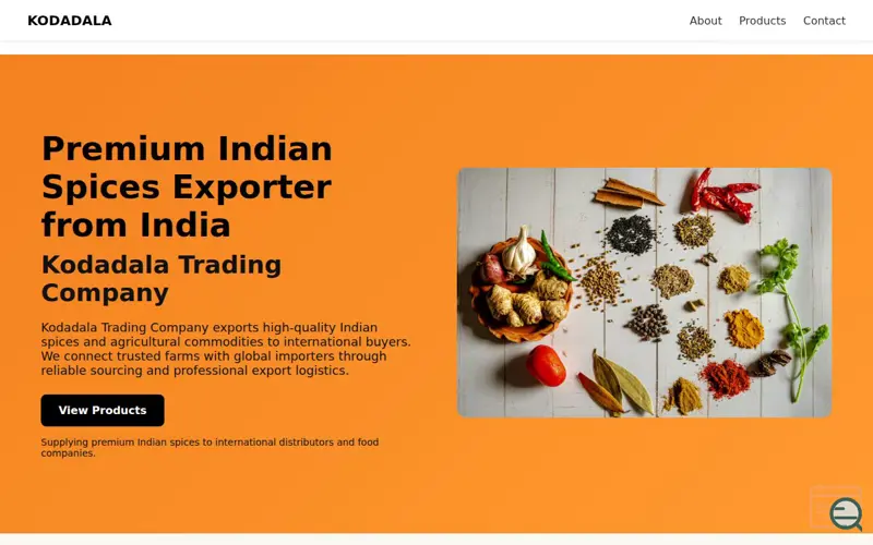 Screenshot of Kodadala | Indian Spices Exporter