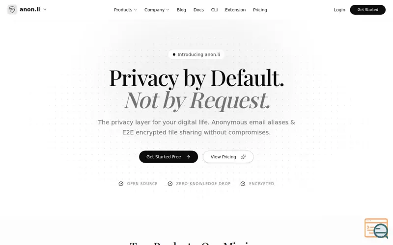 Screenshot of anon.li