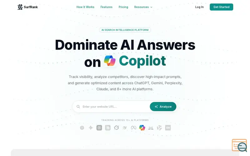 Screenshot of SurfRank