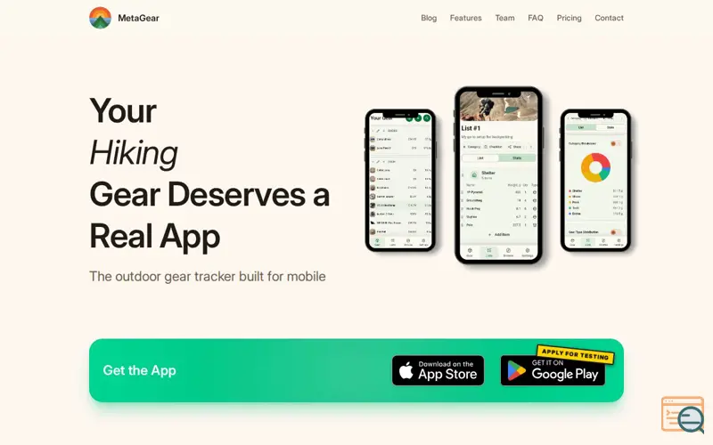 Screenshot of MetaGear - Hiking Gear Tracker