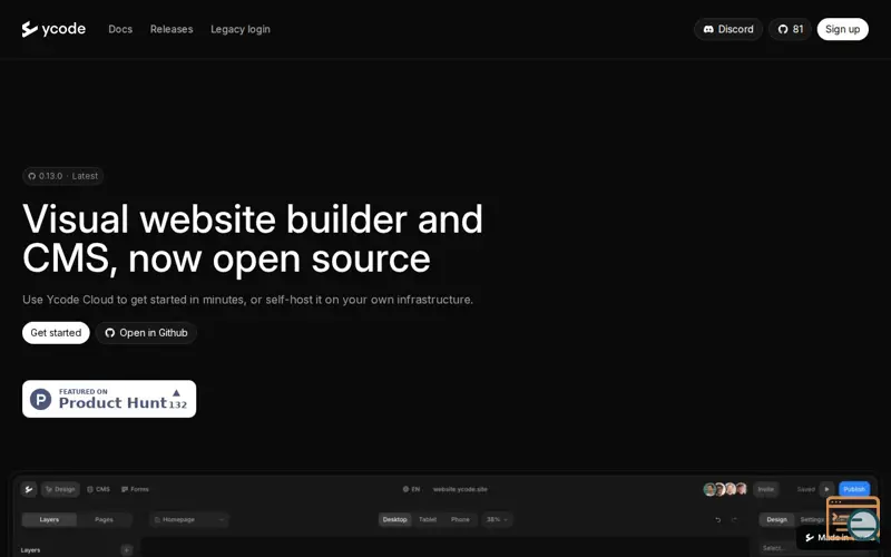 Screenshot of Ycode Open Source