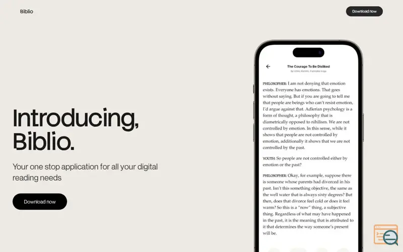 Screenshot of Biblio