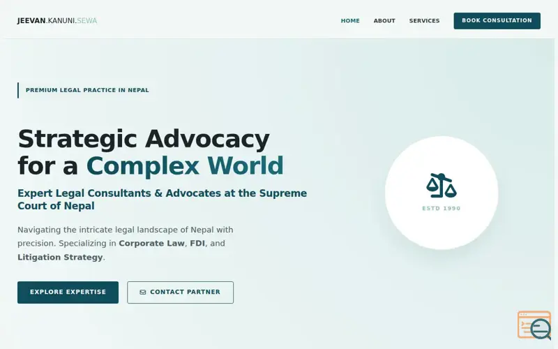Screenshot of Jeevan Kanuni Sewa - Law Firm in Nepal