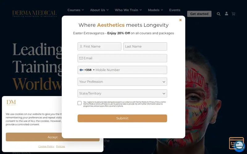 Screenshot of Derma Medical Australia