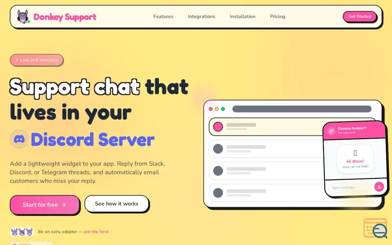Screenshot of Donkey Support Widget
