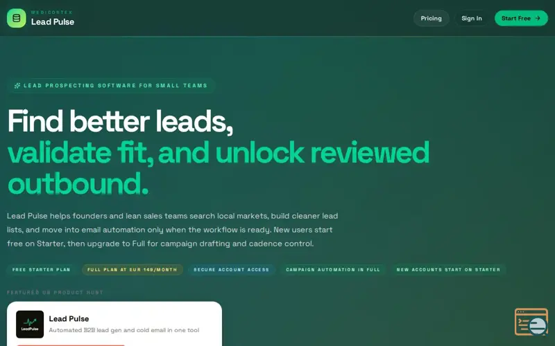 Screenshot of Lead Pulse