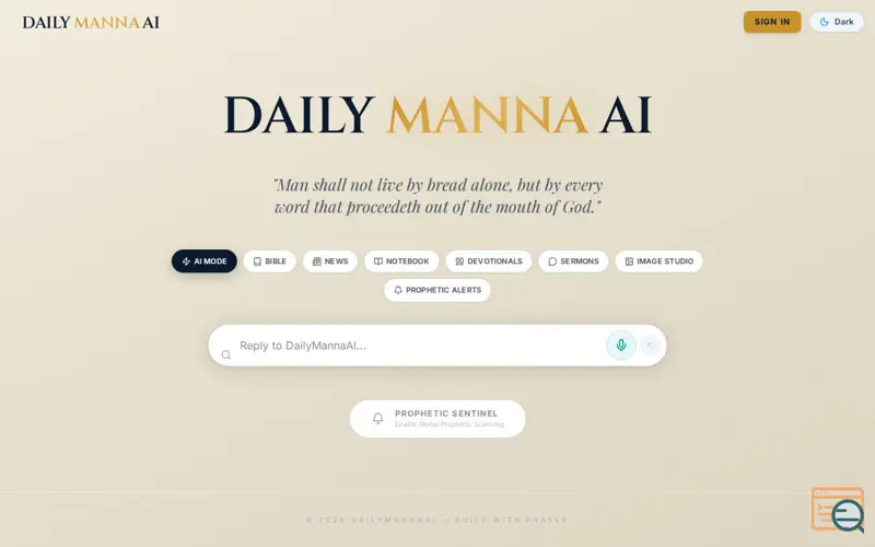 Screenshot of DailyMannaAI