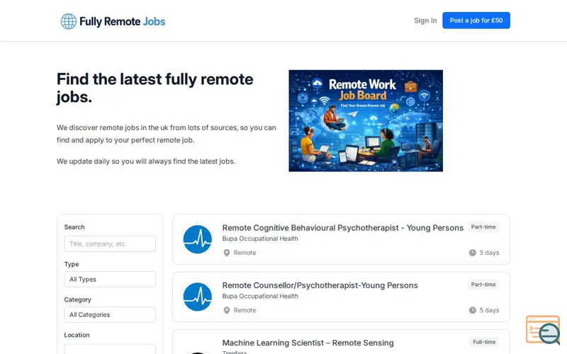 Screenshot of Fully Remote Jobs