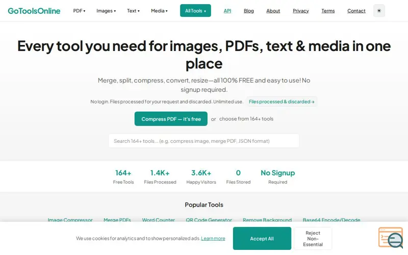 Screenshot of GoToolsOnline