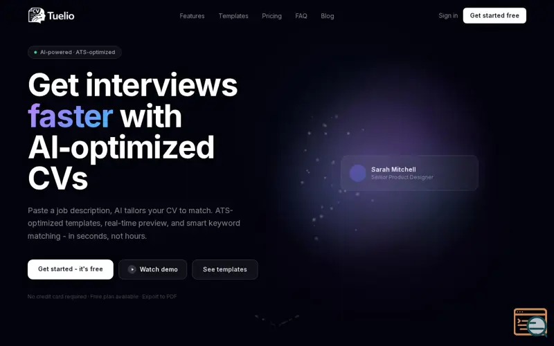 Screenshot of Tuelio