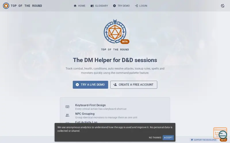 Screenshot of Topoftheround