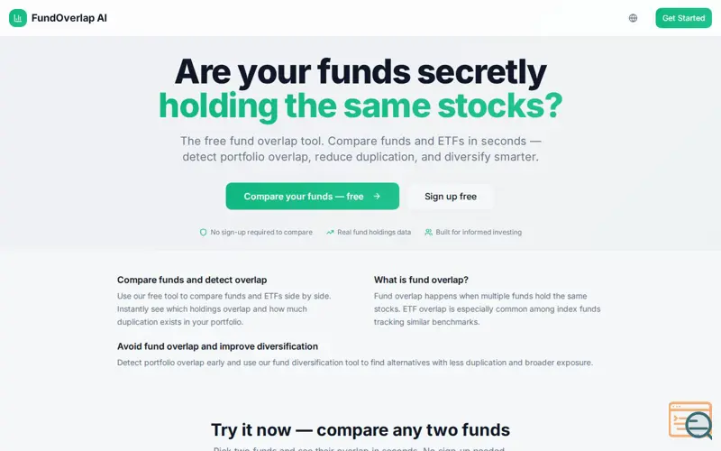 Screenshot of FundOverlap AI