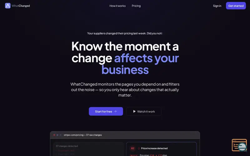 Screenshot of What Changed