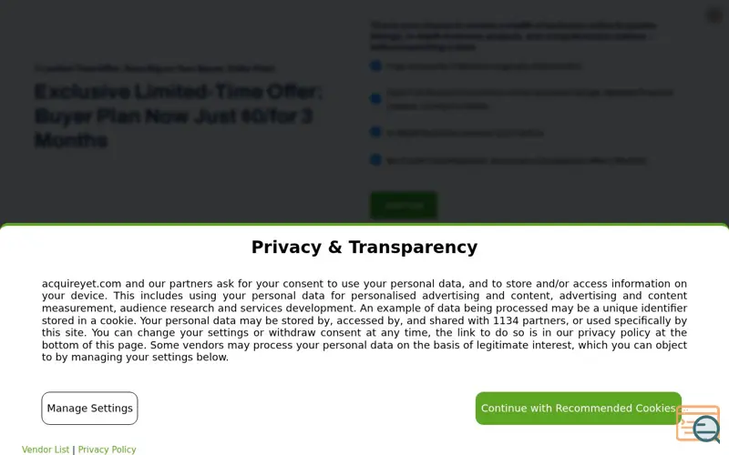 Screenshot of Acquireyet