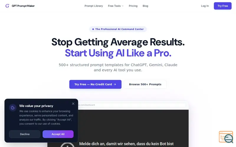 Screenshot of GPT Prompt Maker