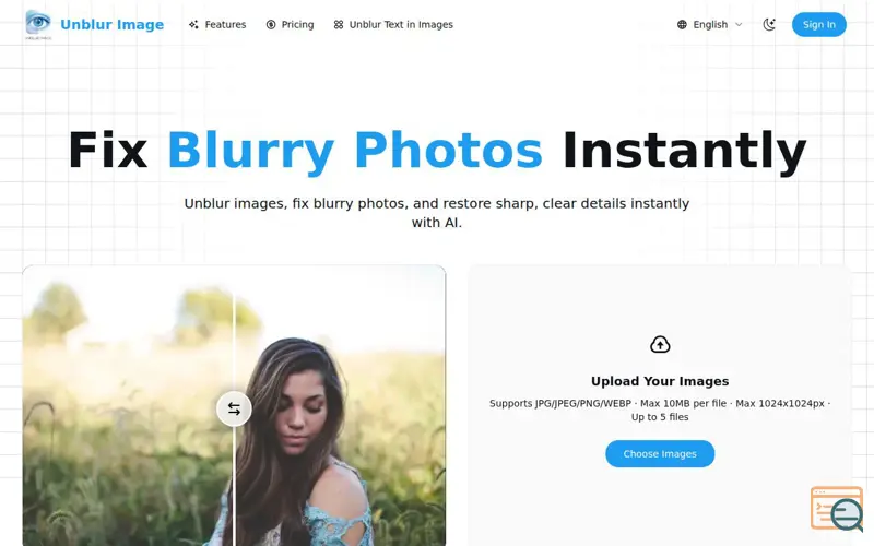 Screenshot of Unblur Image