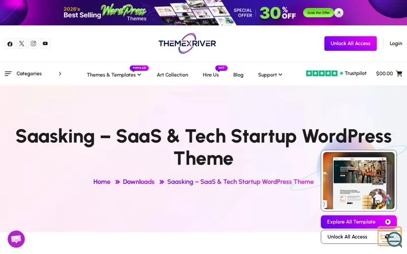 Screenshot of SaaS & Tech Startup WordPress Theme