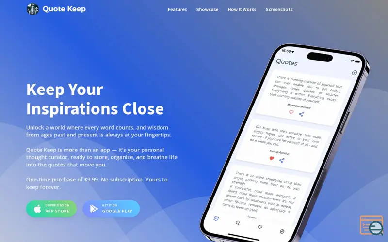 Screenshot of Quote Keep