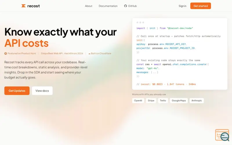 Screenshot of Recost