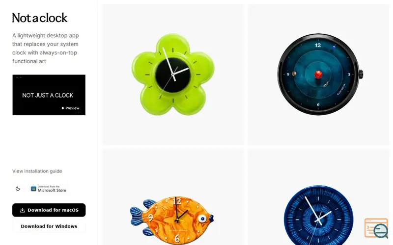 Screenshot of Notaclock