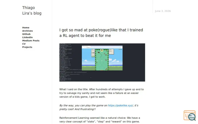 Screenshot of Blog