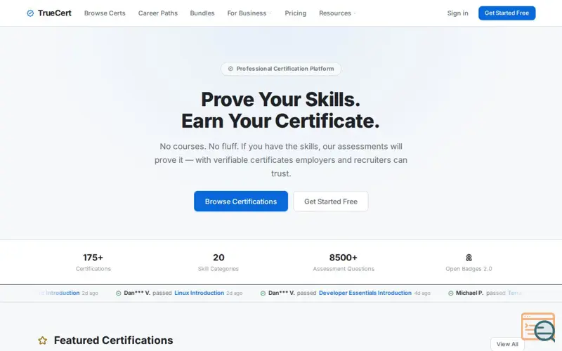 Screenshot of TrueCert