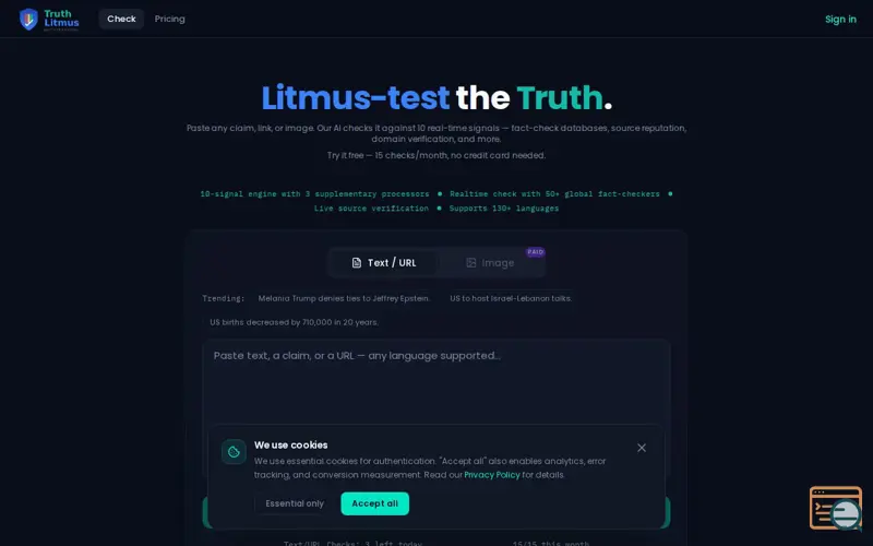 Screenshot of Truth Litmus