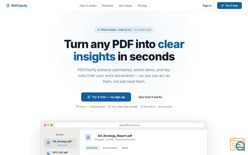 Screenshot of PDFClarify