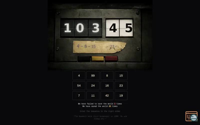 Screenshot of 4 8 15 16 23 42 Don't let it reach zero