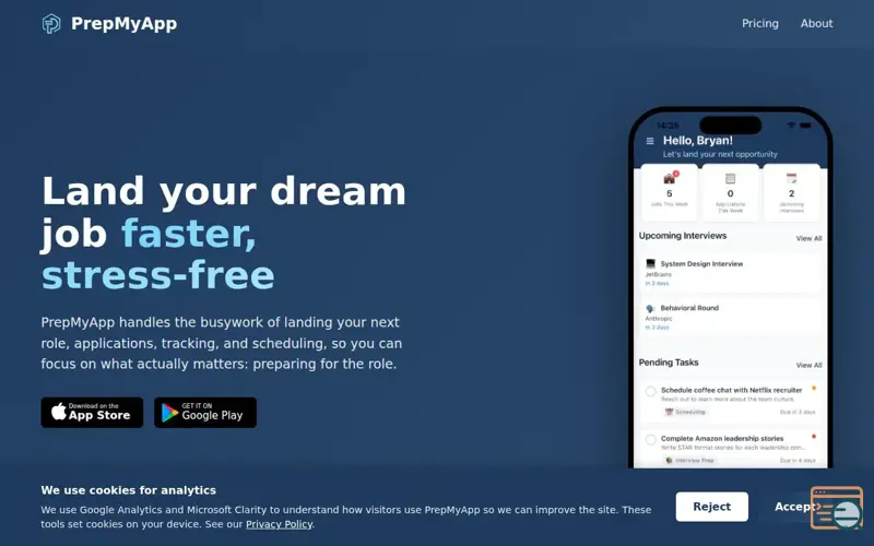 Screenshot of PrepMyApp